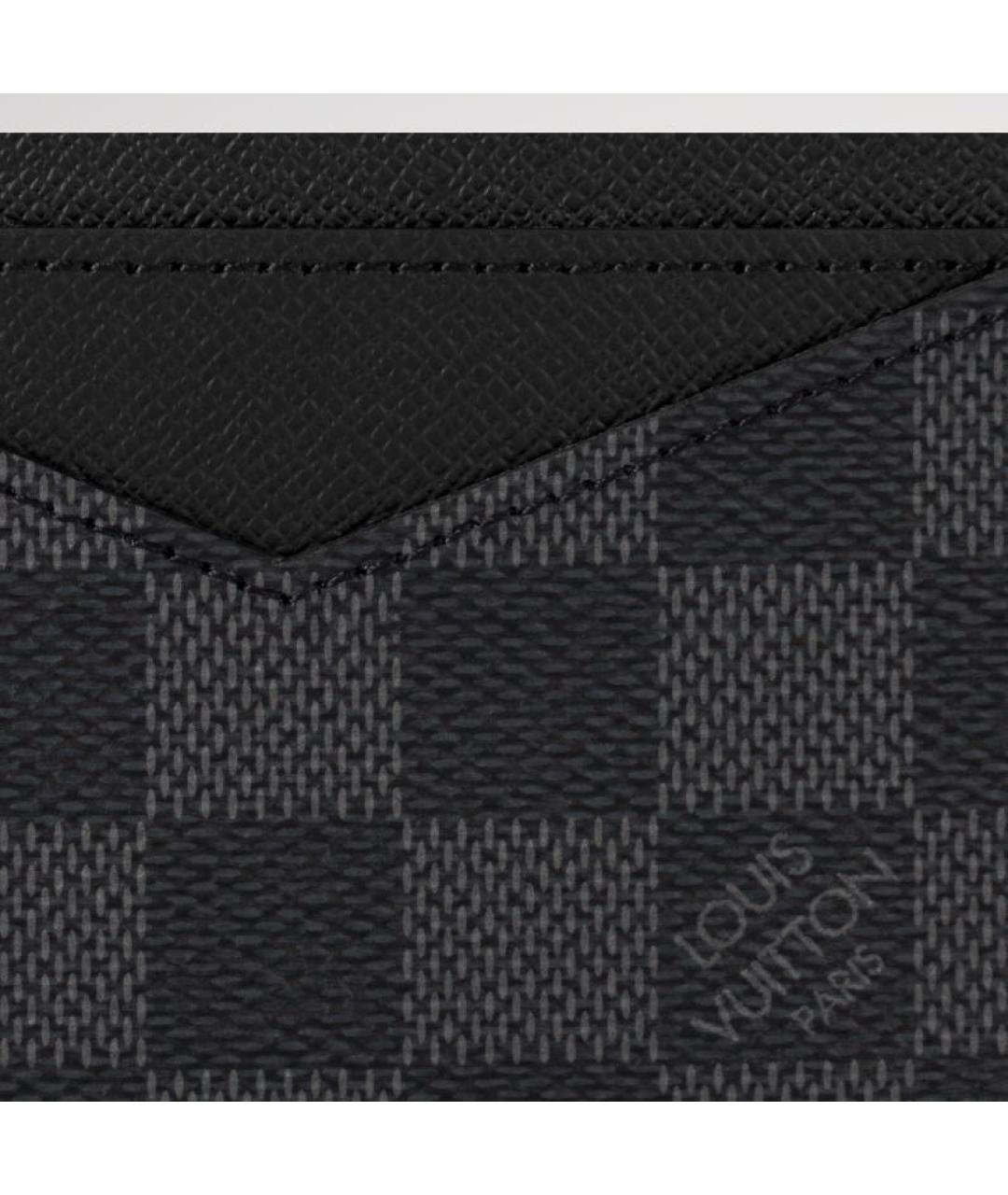 LOUIS VUITTON Черный кожаный кардхолдер, фото 3