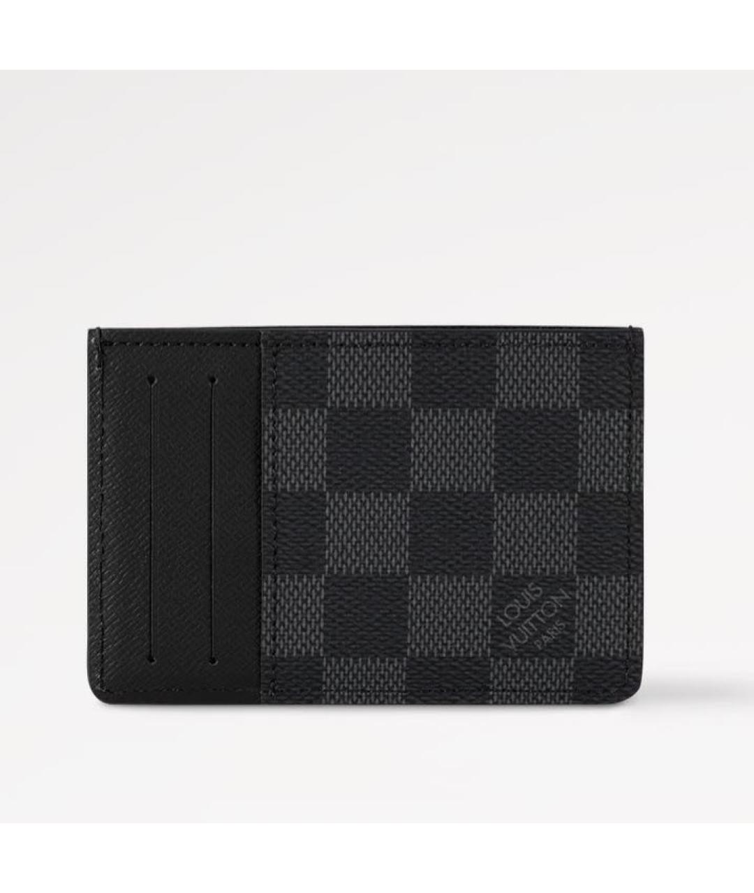 LOUIS VUITTON Черный кожаный кардхолдер, фото 6