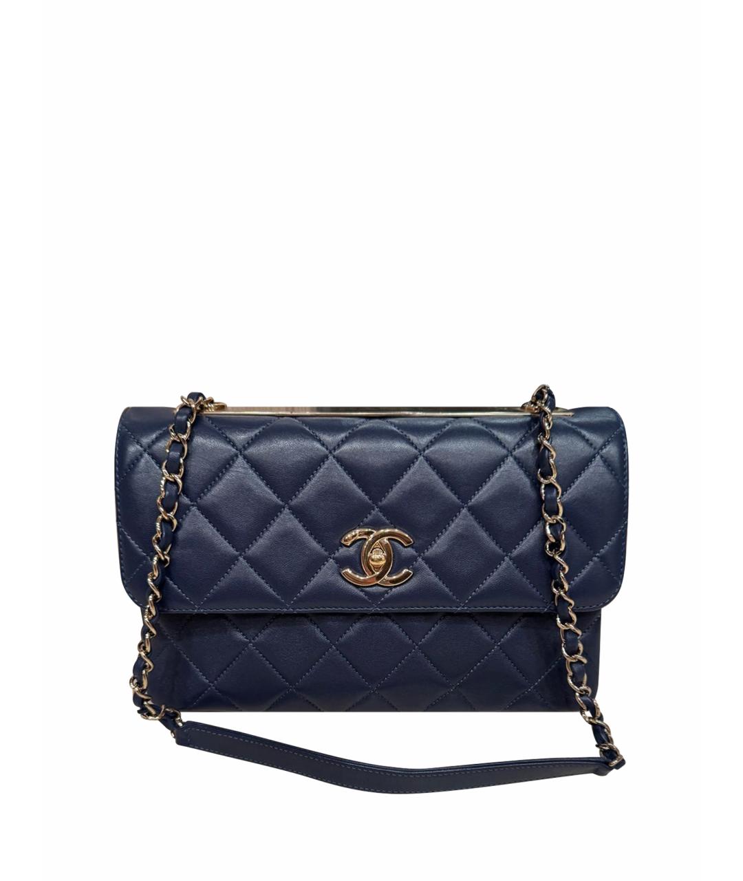 CHANEL Темно-синяя кожаная сумка через плечо, фото 1