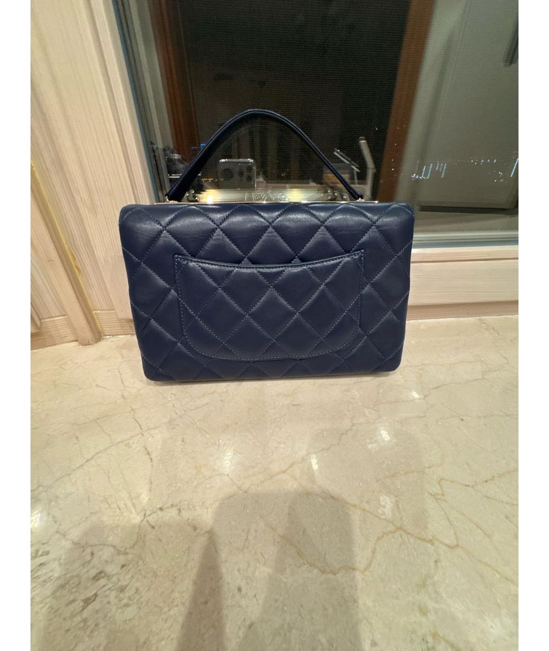 CHANEL Темно-синяя кожаная сумка через плечо, фото 3