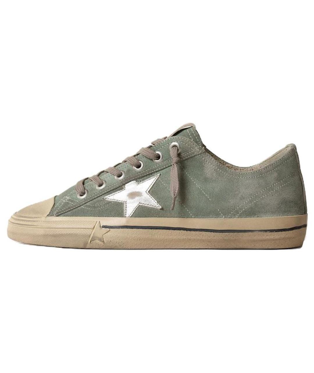 GOLDEN GOOSE Зеленые замшевые низкие кроссовки / кеды, фото 2