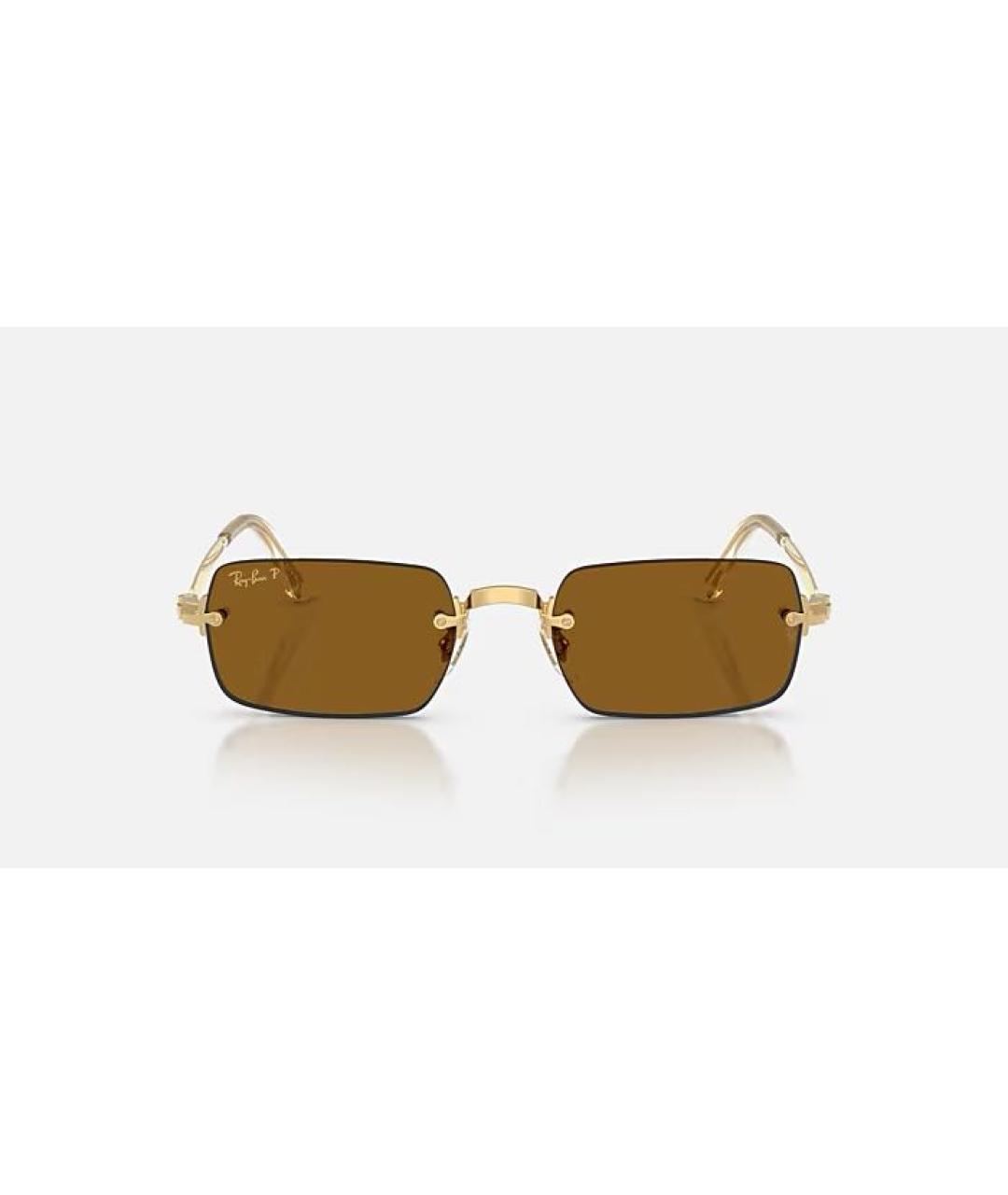 RAY BAN Коричневые металлические солнцезащитные очки, фото 8