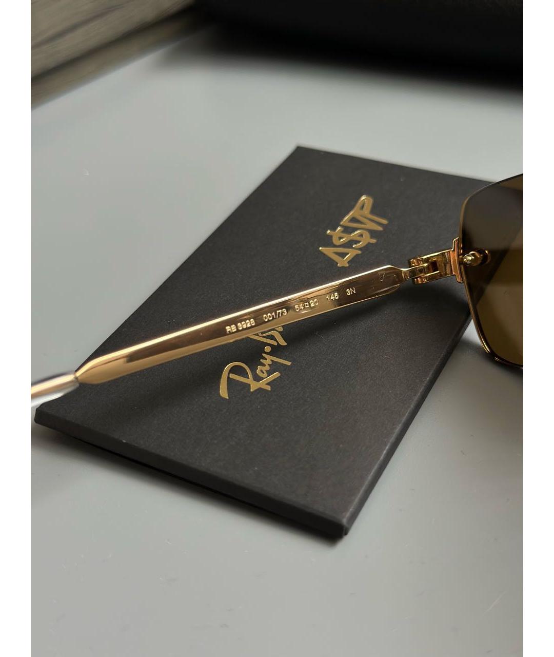 RAY BAN Коричневые металлические солнцезащитные очки, фото 6
