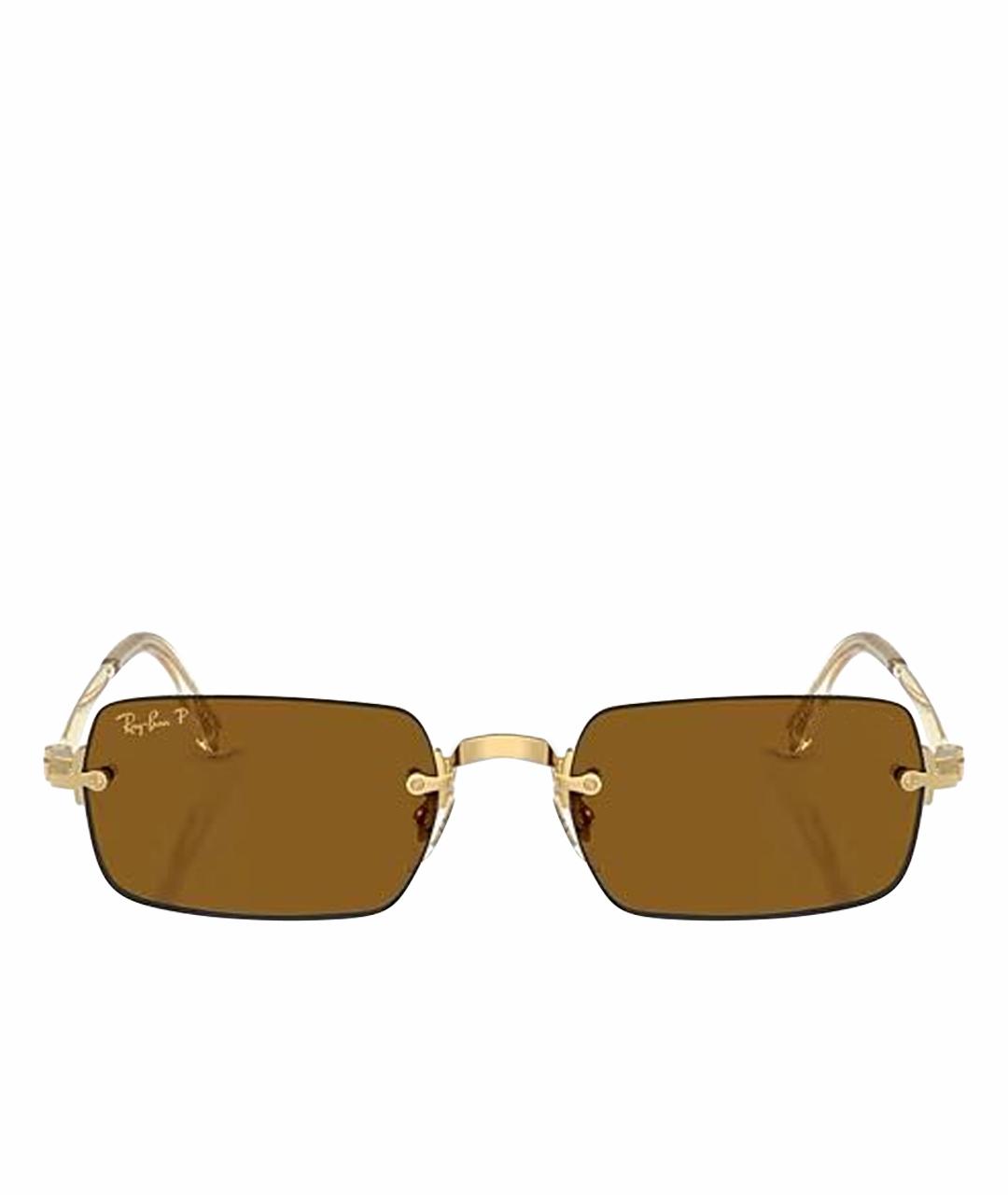 RAY BAN Коричневые металлические солнцезащитные очки, фото 1