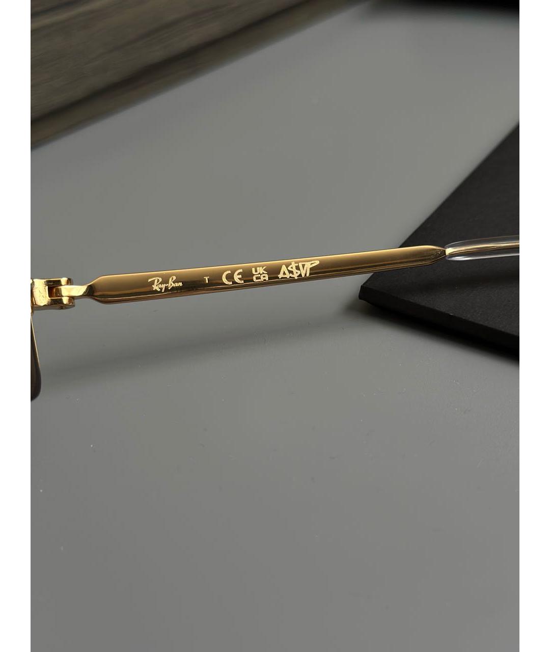 RAY BAN Коричневые металлические солнцезащитные очки, фото 7