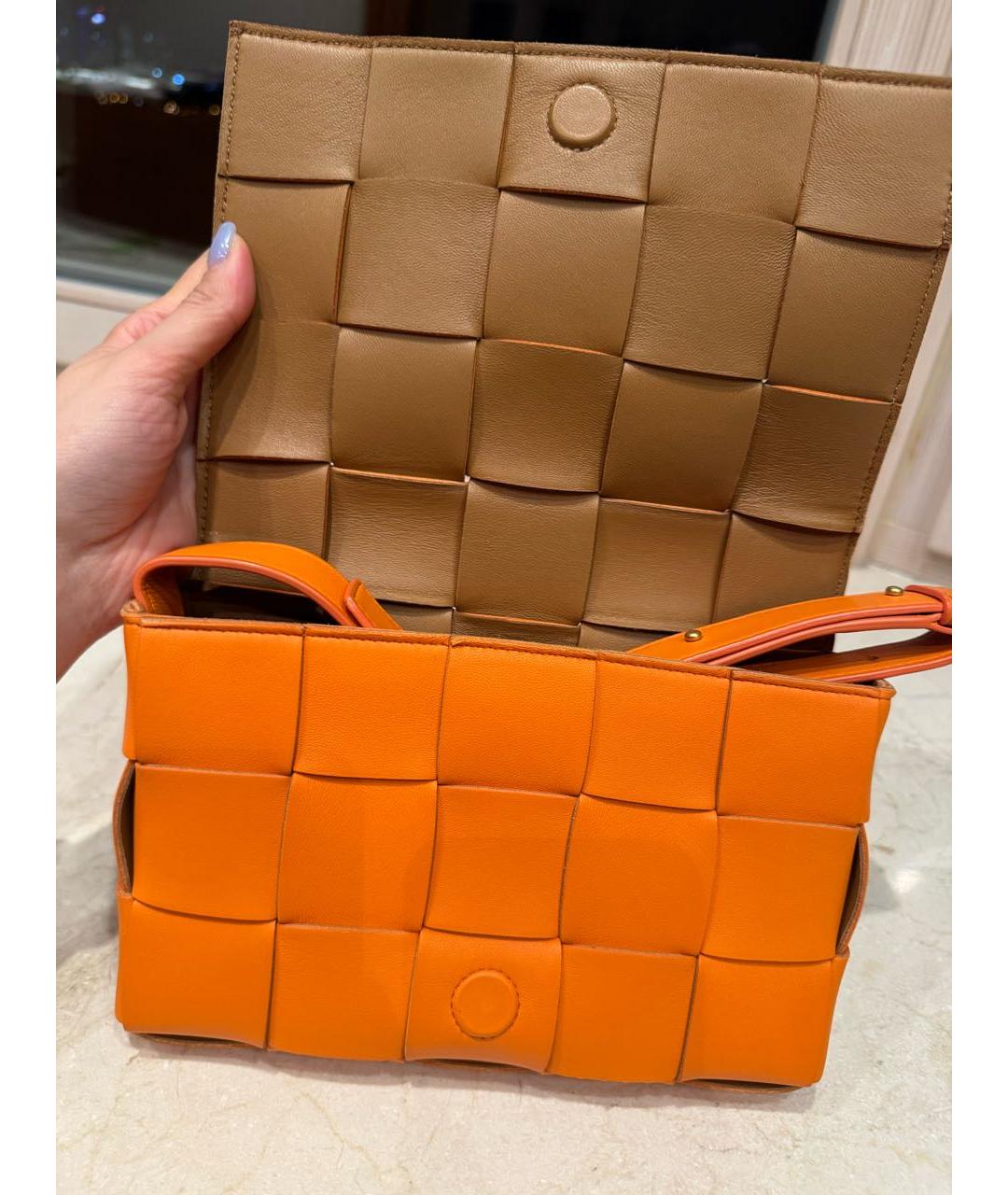 BOTTEGA VENETA Оранжевая кожаная сумка через плечо, фото 5