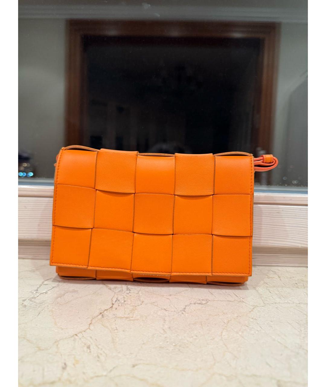 BOTTEGA VENETA Оранжевая кожаная сумка через плечо, фото 7