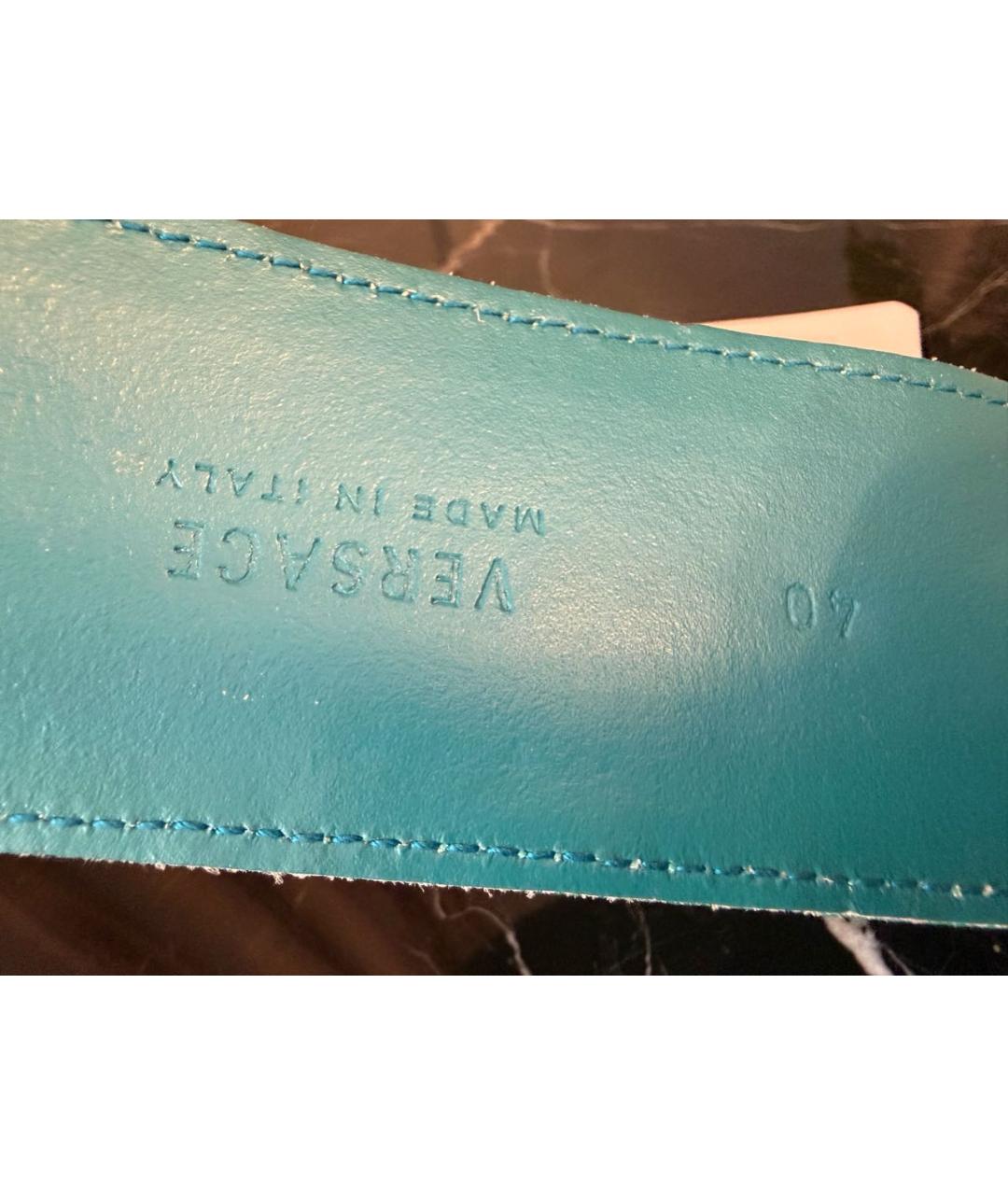 VERSACE Бирюзовый кожаный ремень, фото 4