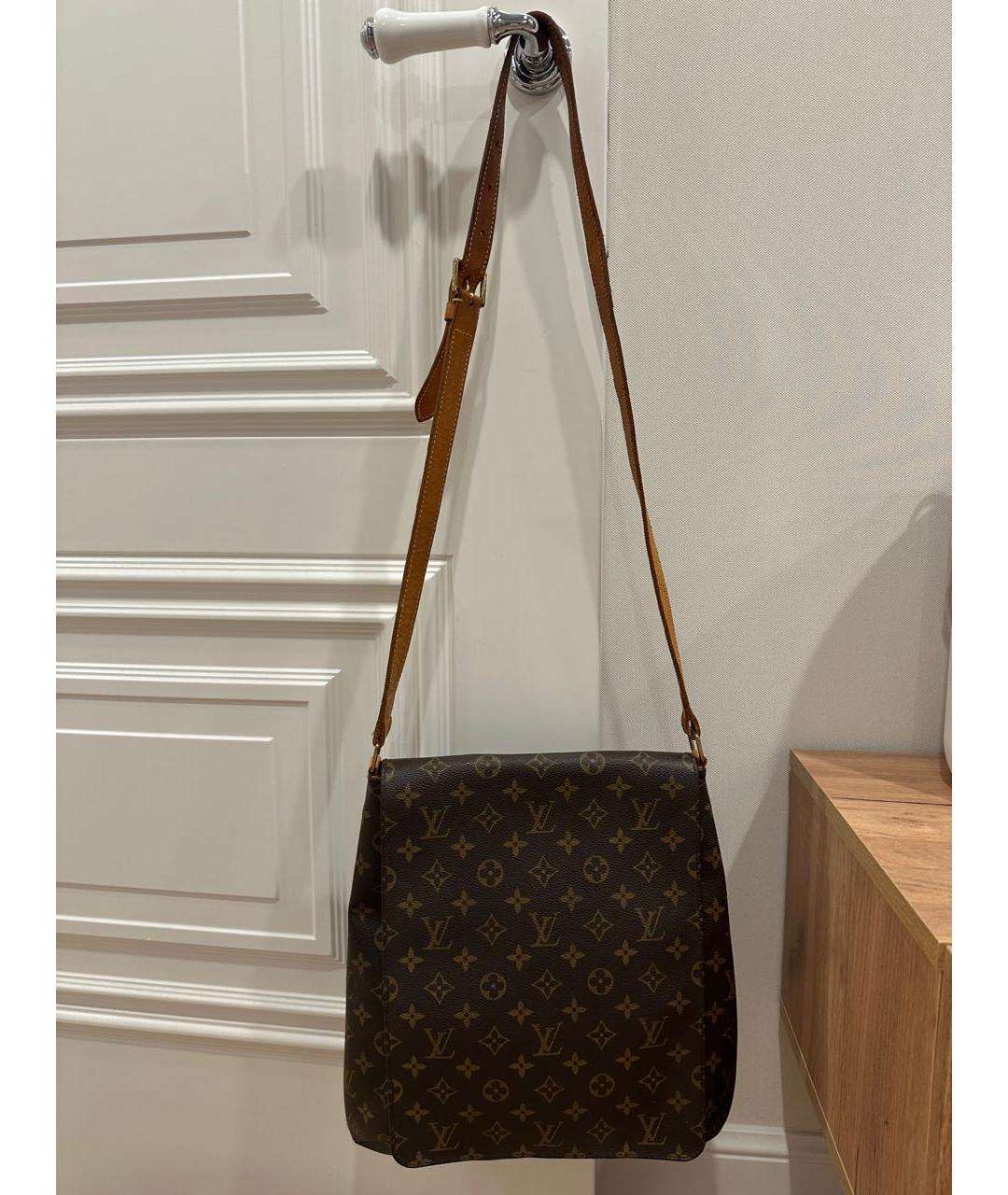 LOUIS VUITTON Коричневая кожаная сумка через плечо, фото 9