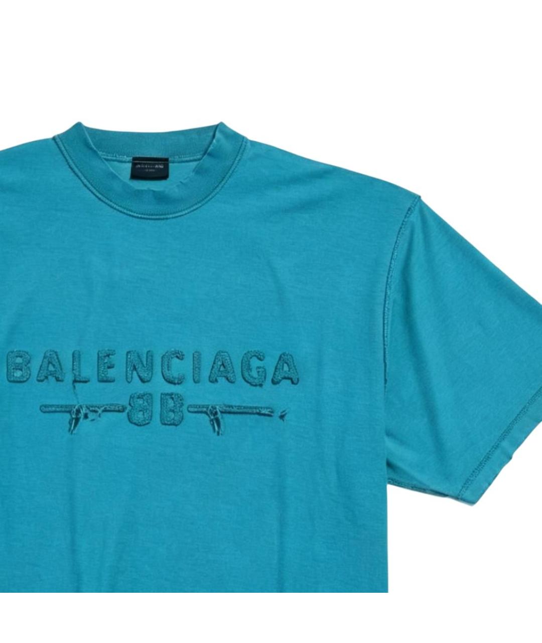 BALENCIAGA Голубая футболка, фото 3