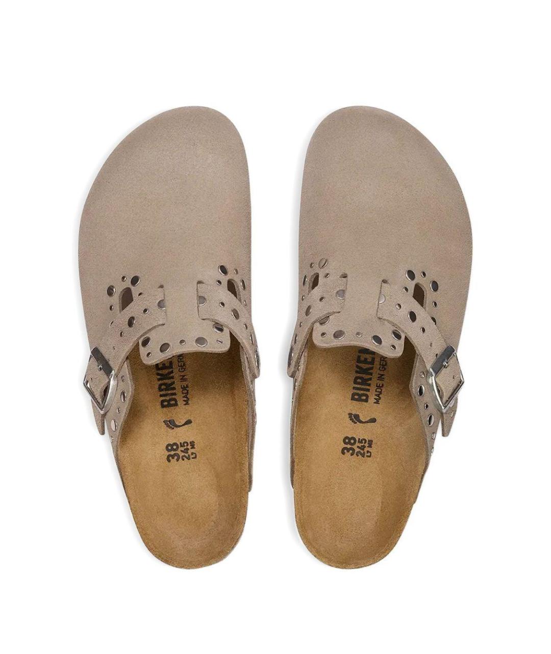 BIRKENSTOCK Бежевые замшевые сабо, фото 2