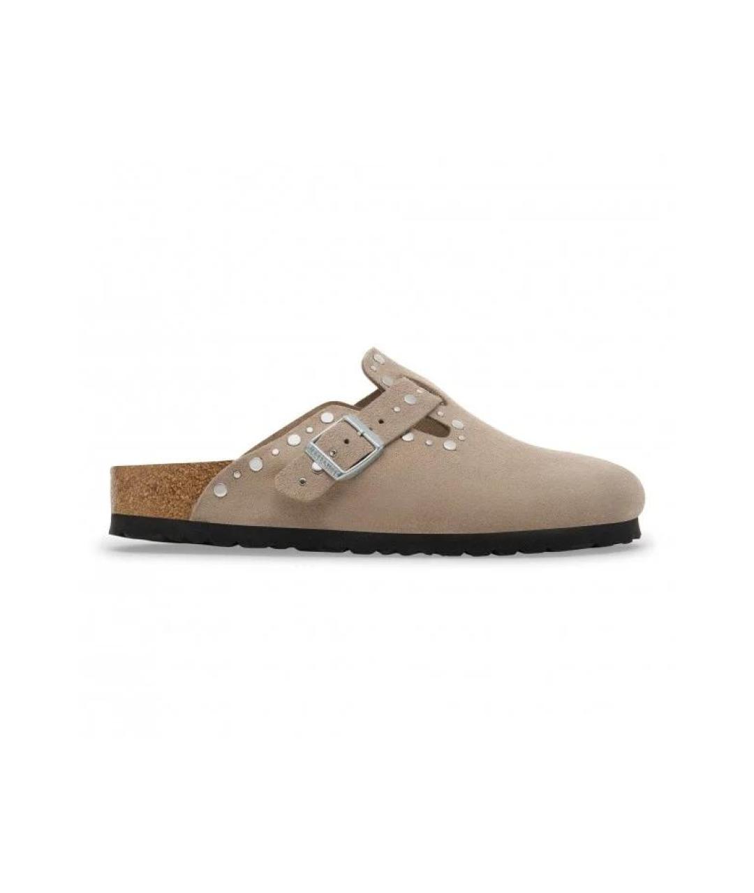 BIRKENSTOCK Бежевые замшевые сабо, фото 3