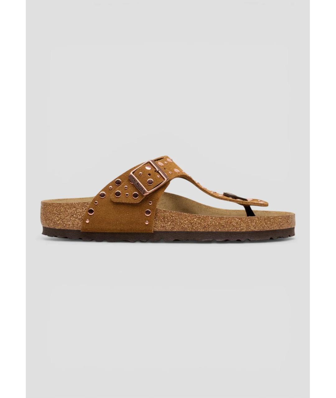 BIRKENSTOCK Коричневые замшевые шлепанцы, фото 3