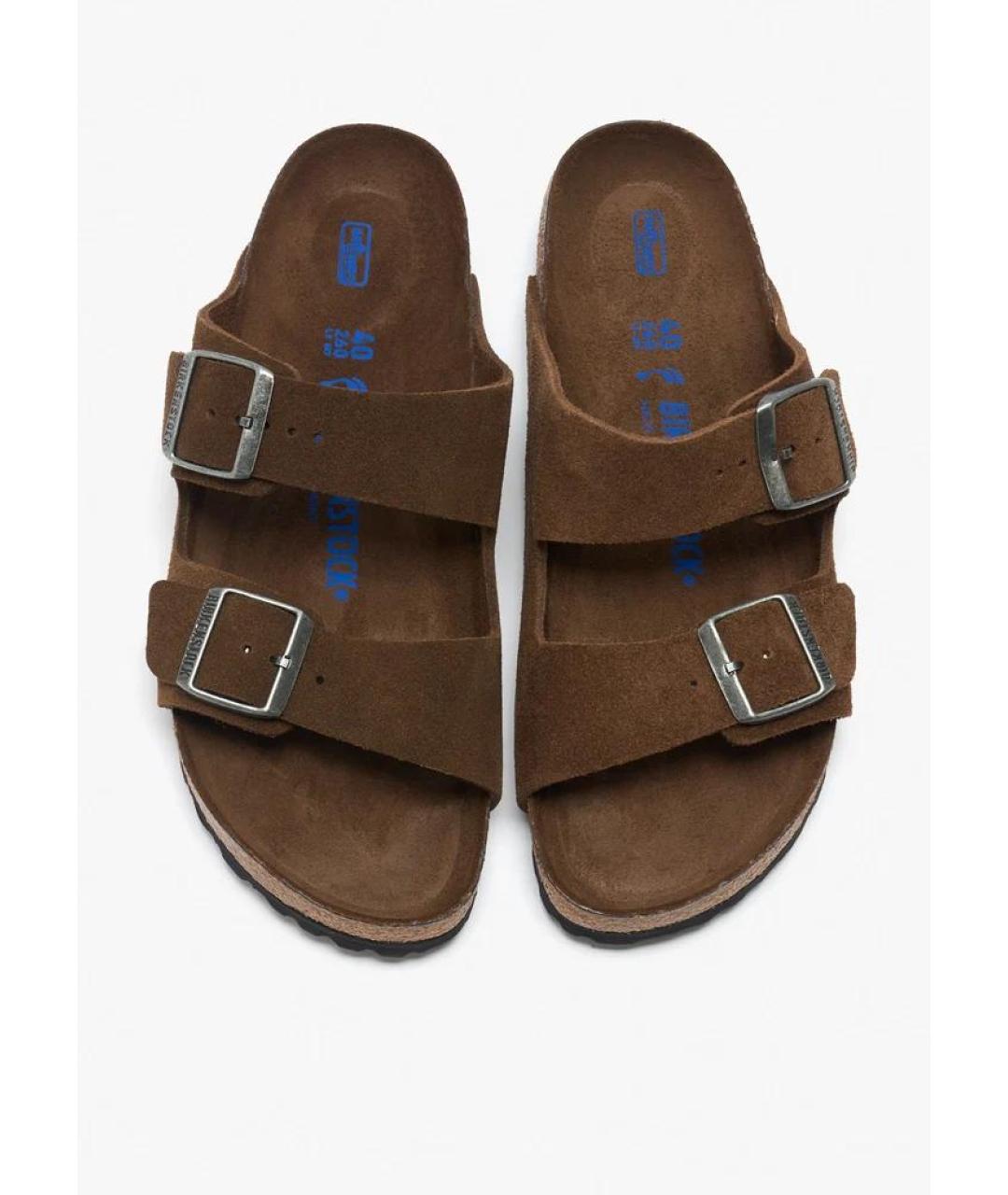 BIRKENSTOCK Коричневые кожаные шлепанцы, фото 2