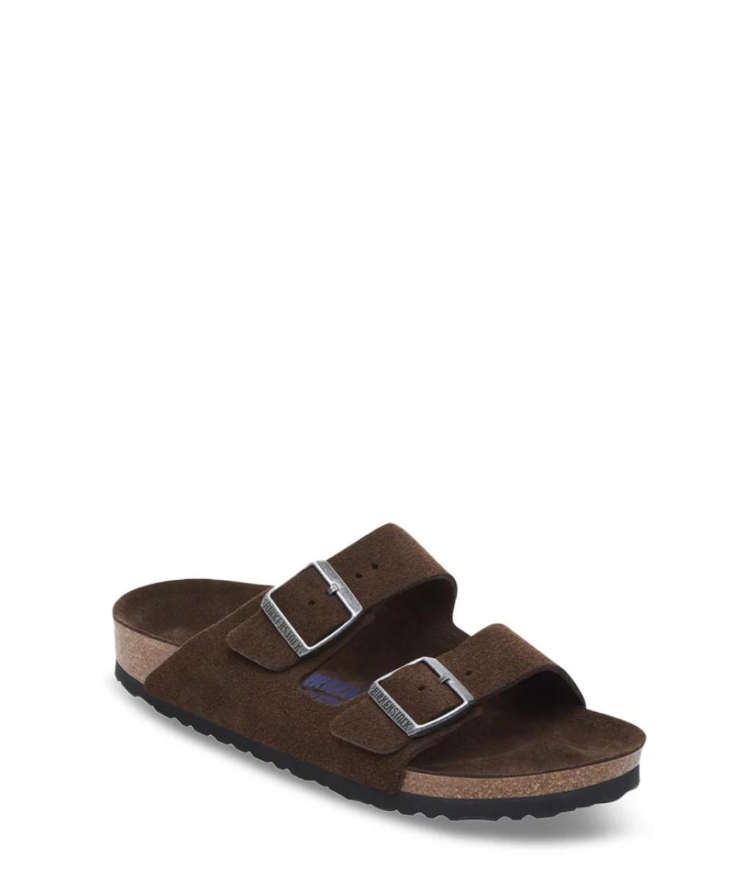 BIRKENSTOCK Коричневые кожаные шлепанцы, фото 1