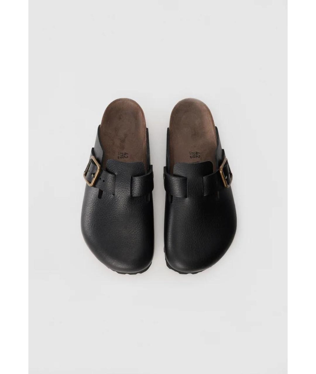 BIRKENSTOCK Черные кожаные сабо, фото 2