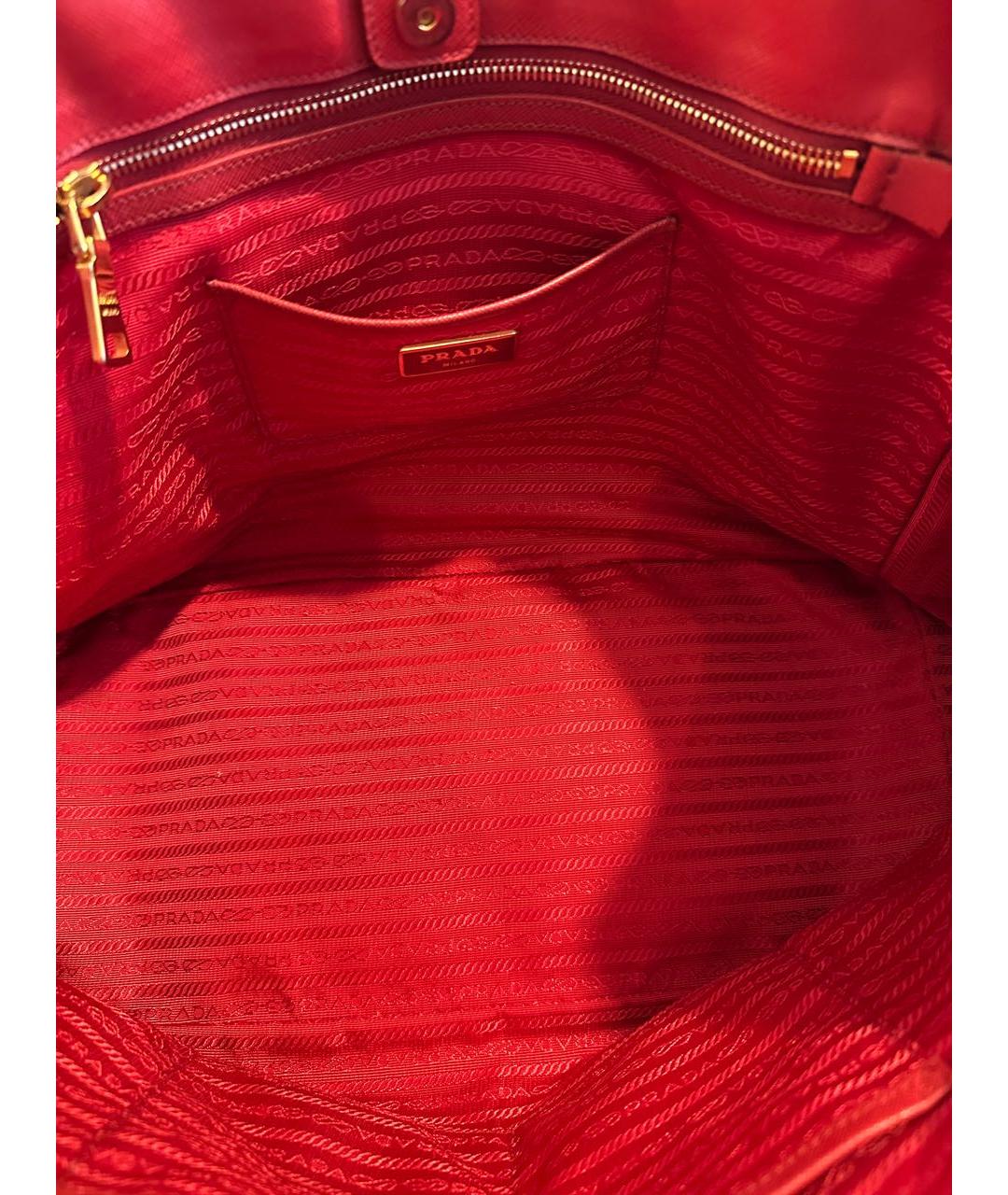 PRADA Красная кожаная сумка тоут, фото 6