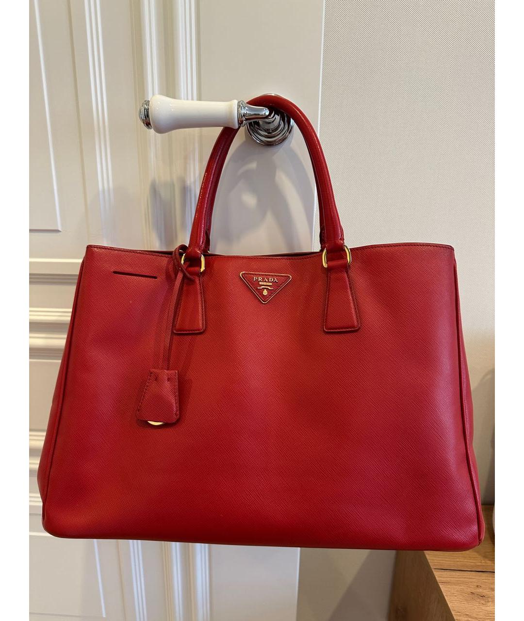 PRADA Красная кожаная сумка тоут, фото 7