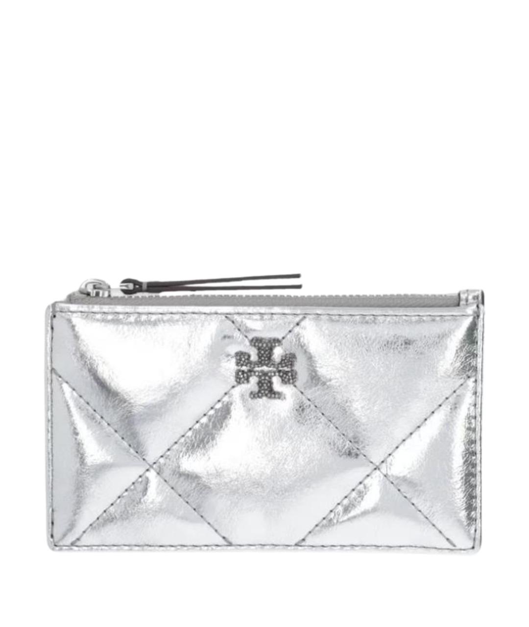 TORY BURCH Серебряный кожаный кардхолдер, фото 1