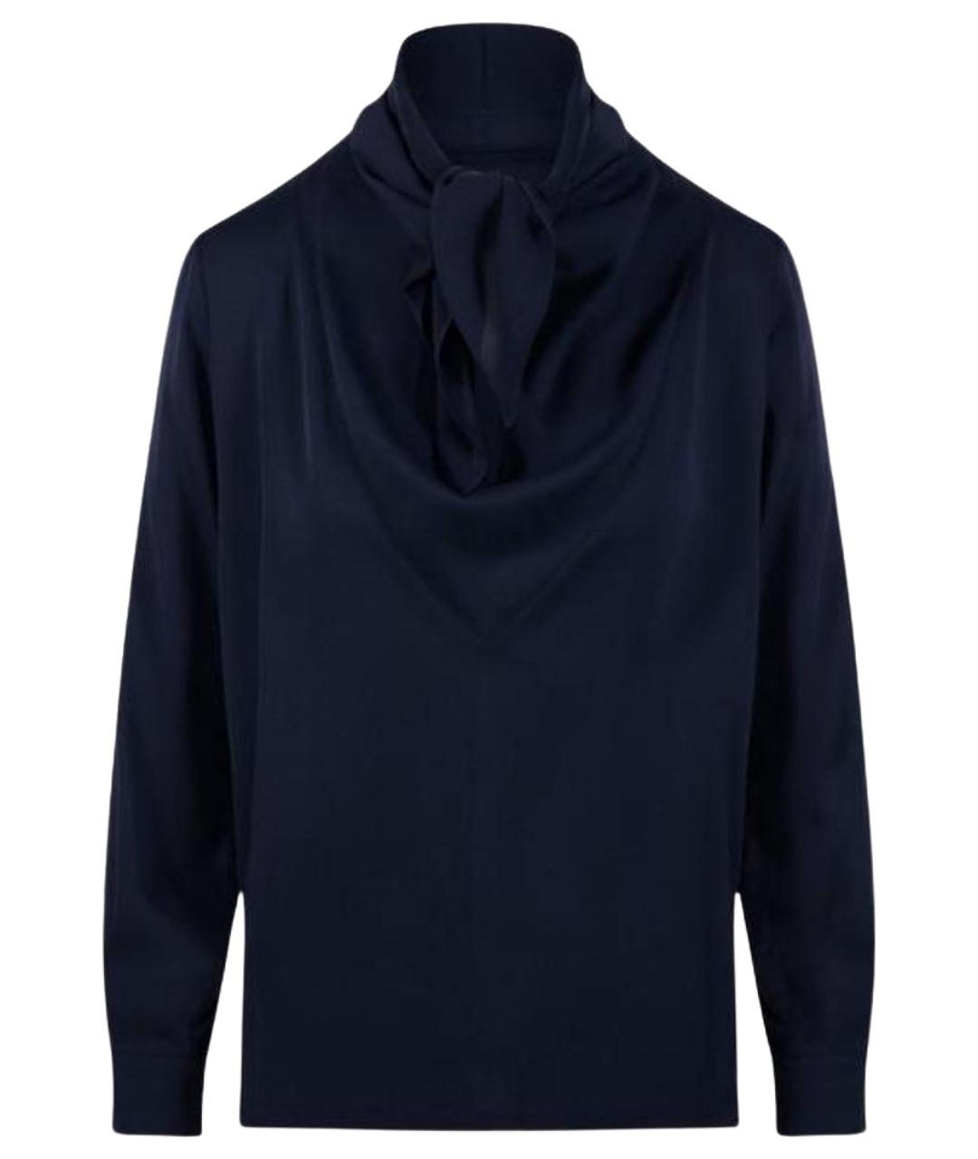 MAX MARA Темно-синяя шелковая блузы, фото 1