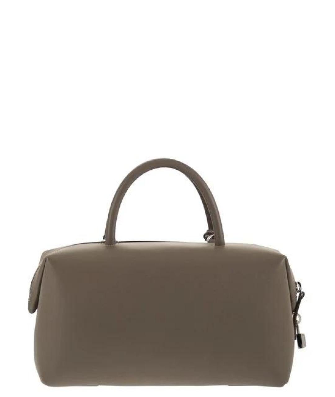 MAX MARA Серая кожаная сумка с короткими ручками, фото 2