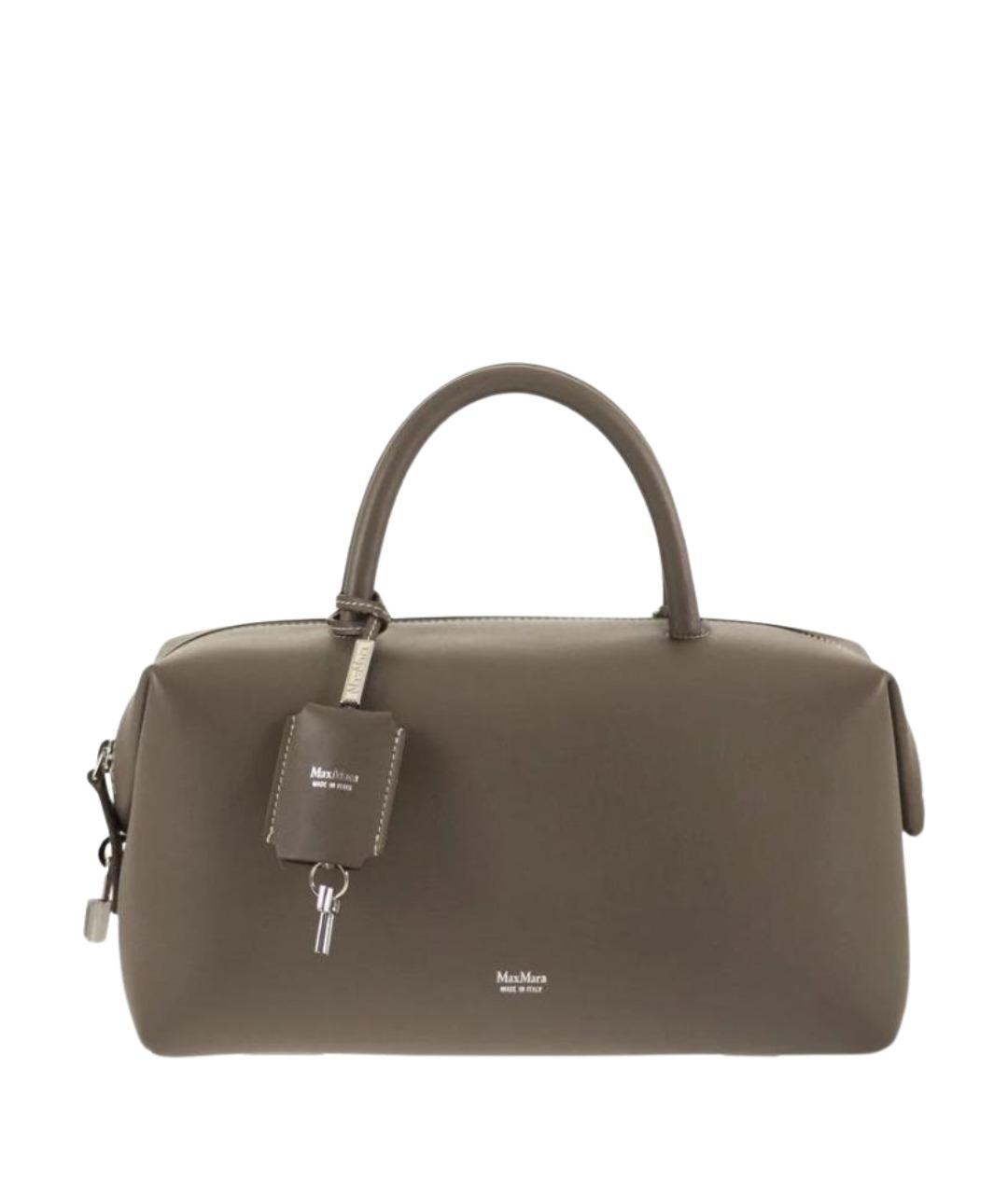MAX MARA Серая кожаная сумка с короткими ручками, фото 1