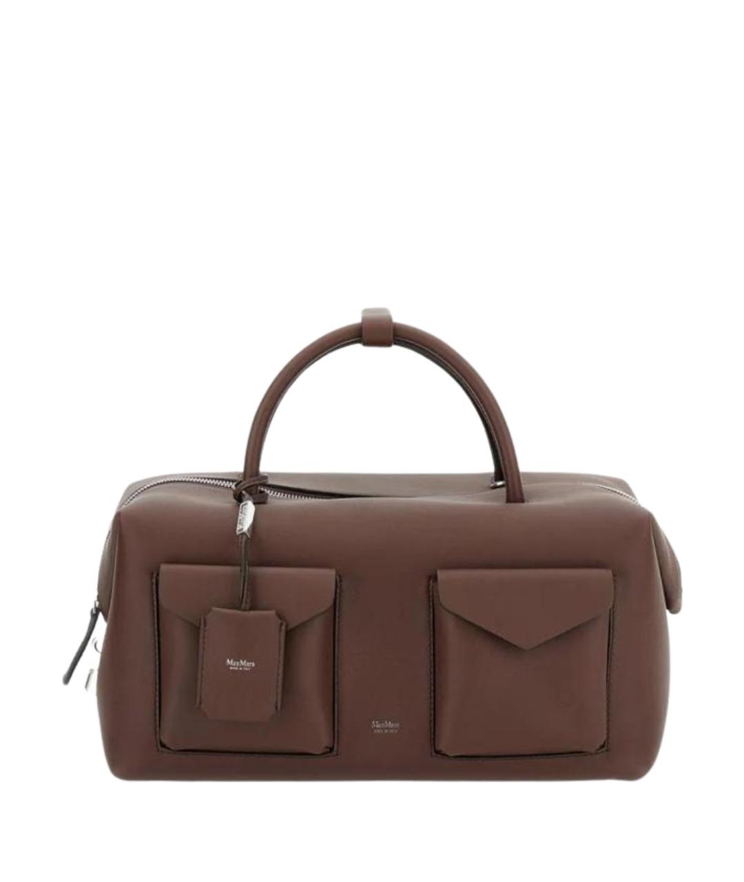 MAX MARA Коричневая кожаная сумка с короткими ручками, фото 1