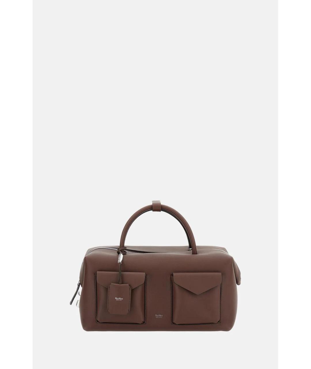 MAX MARA Коричневая кожаная сумка с короткими ручками, фото 4
