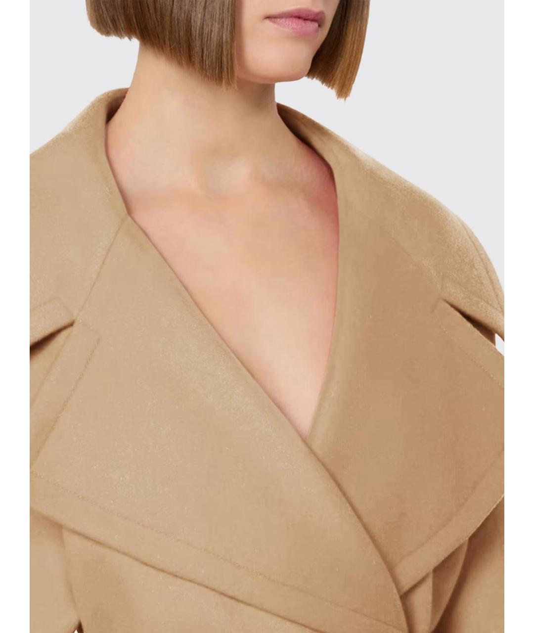 SPORTMAX Бежевое шерстяное пальто, фото 3