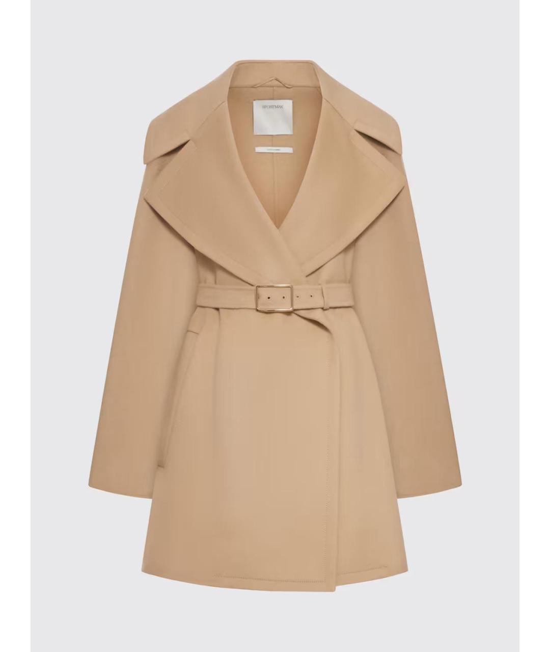 SPORTMAX Бежевое шерстяное пальто, фото 1