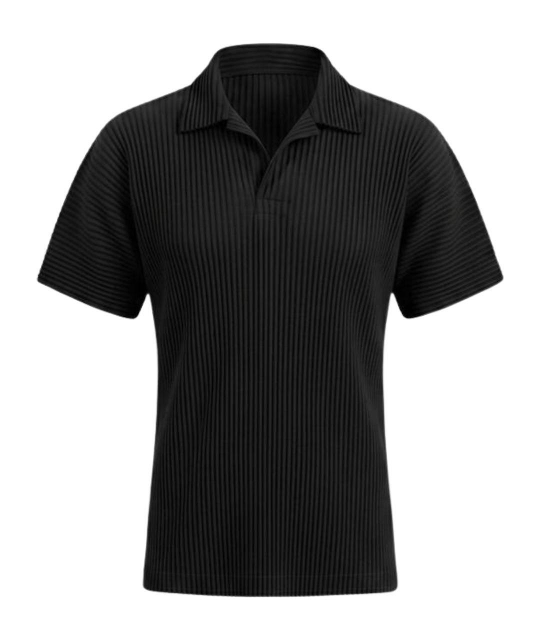 HOMME PLISSE ISSEY MIYAKE Черное хлопко-полиэстеровое поло с коротким рукавом, фото 1