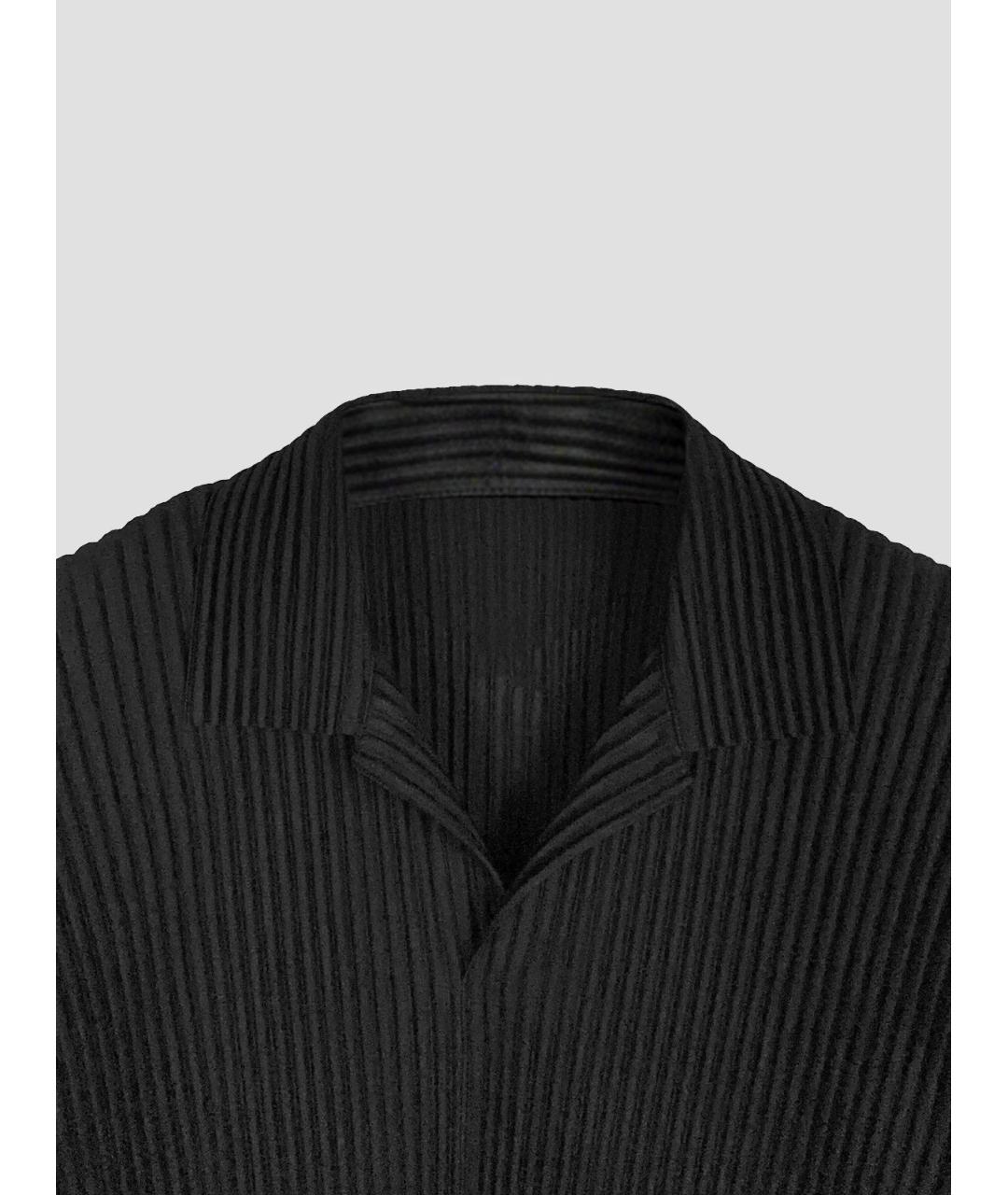 HOMME PLISSE ISSEY MIYAKE Черное хлопко-полиэстеровое поло с коротким рукавом, фото 3
