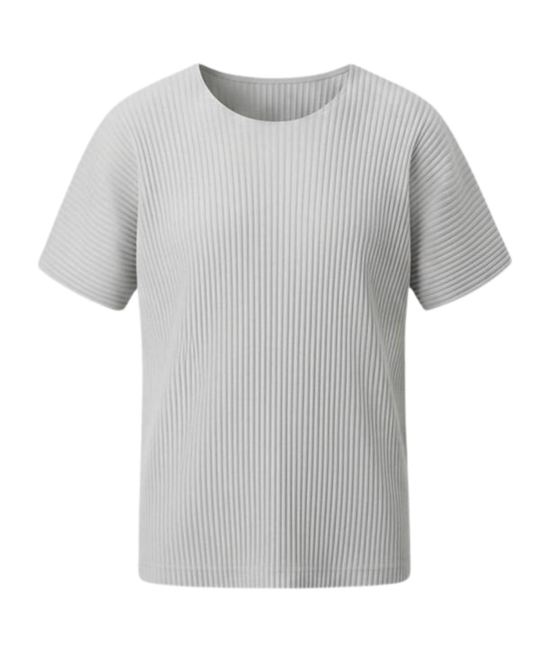 HOMME PLISSE ISSEY MIYAKE Серая хлопко-полиэстеровая футболка, фото 1
