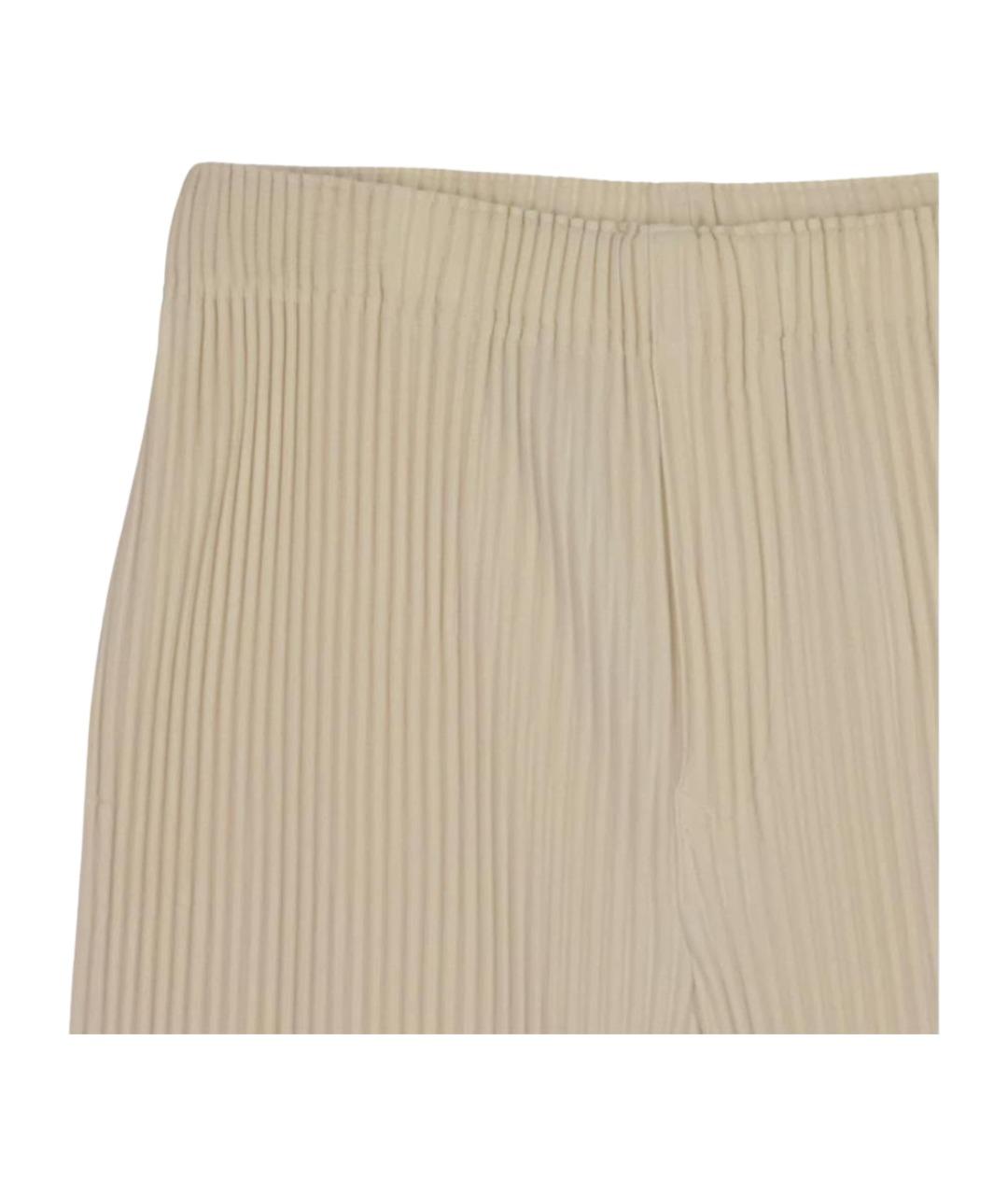 HOMME PLISSE ISSEY MIYAKE Бежевые полиэстеровые классические брюки, фото 3