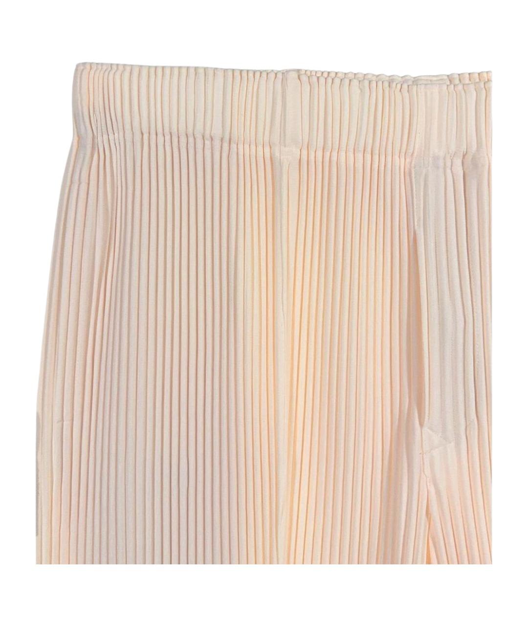 HOMME PLISSE ISSEY MIYAKE Бежевые полиэстеровые классические брюки, фото 3