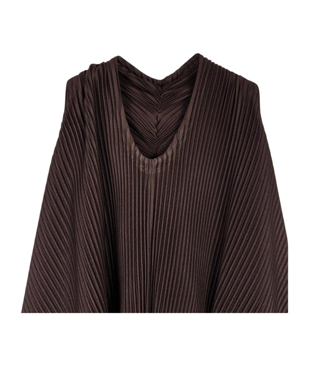 HOMME PLISSE ISSEY MIYAKE Коричневая хлопко-полиэстеровая футболка, фото 3