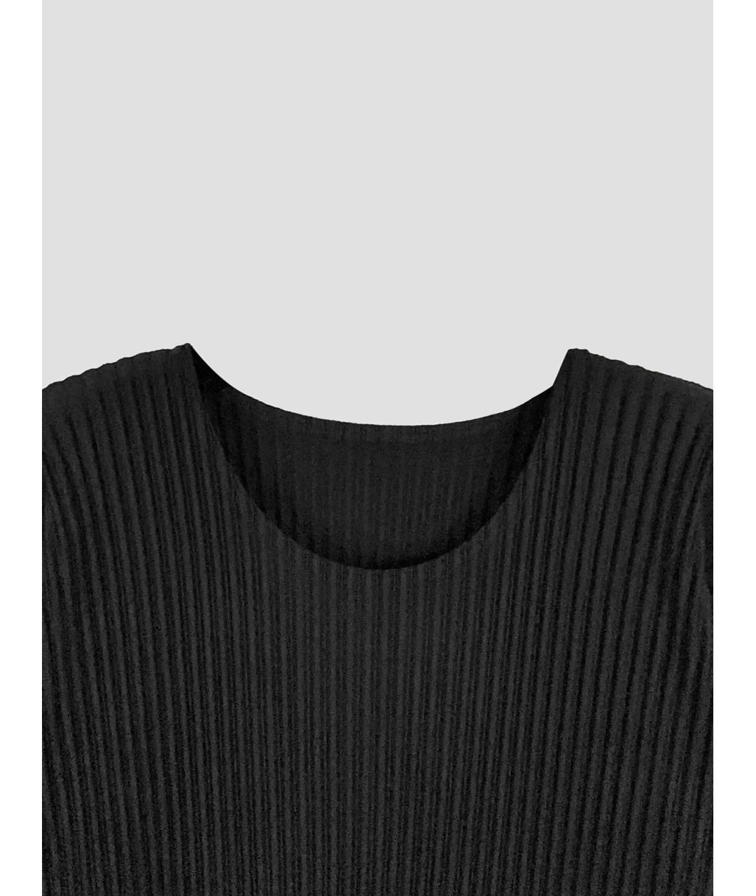 HOMME PLISSE ISSEY MIYAKE Черная хлопко-полиэстеровая футболка, фото 3