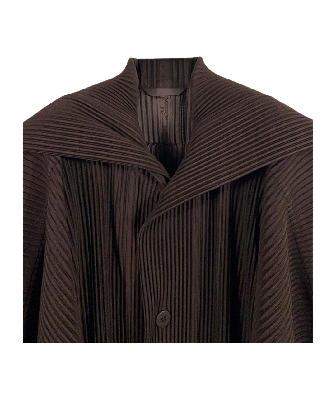 HOMME PLISSE ISSEY MIYAKE Коричневое полиэстеровое пальто, фото 3