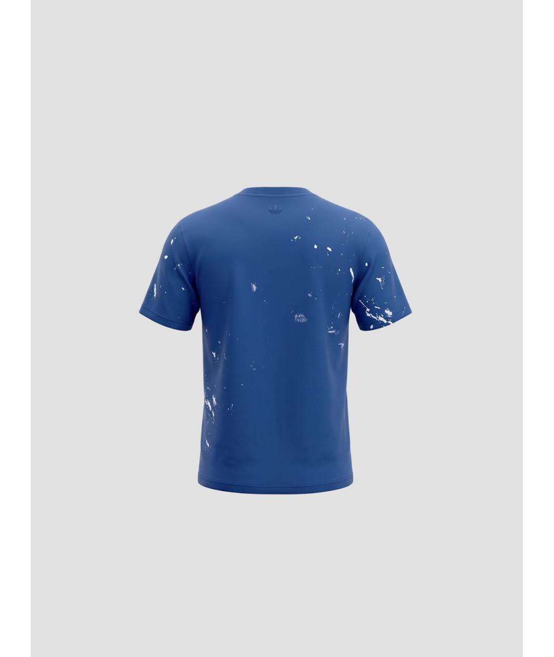 ADIDAS Синяя хлопковая футболка, фото 2