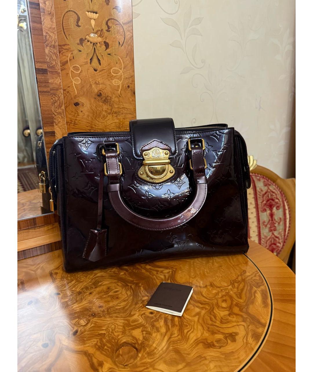 LOUIS VUITTON Бордовая сумка тоут из лакированной кожи, фото 9
