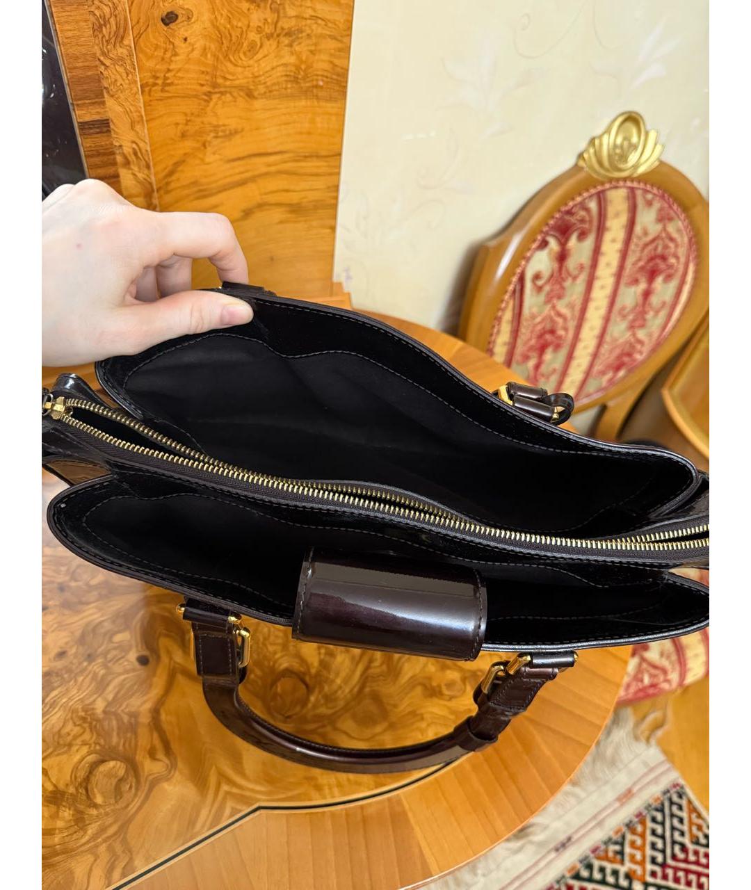 LOUIS VUITTON Бордовая сумка тоут из лакированной кожи, фото 4