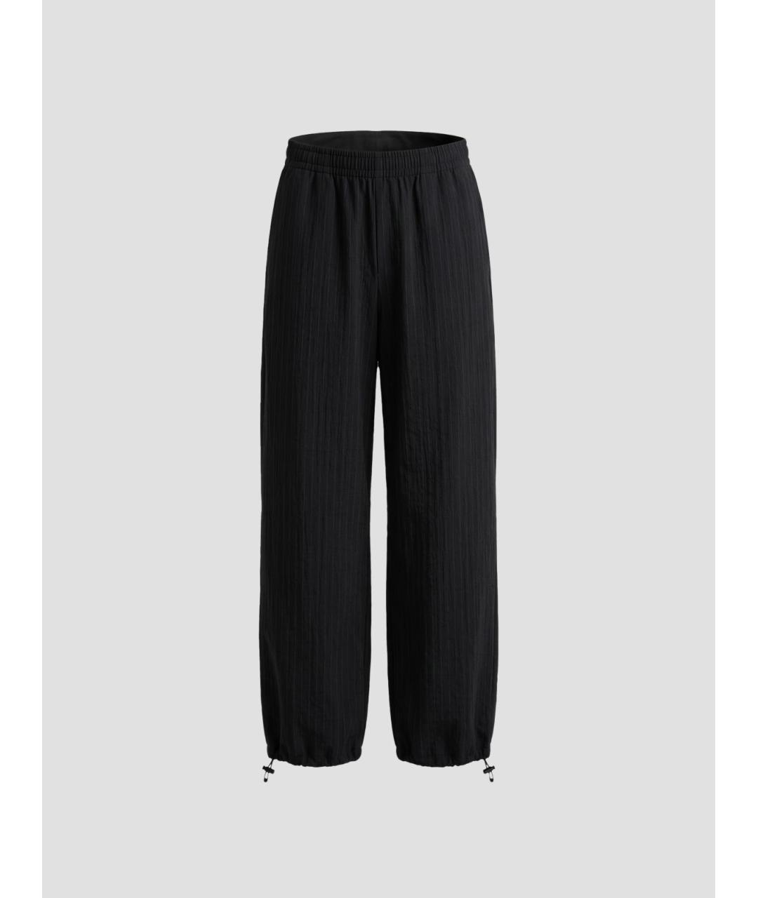 THE FRANKIE SHOP Черные полиэстеровые брюки широкие, фото 4