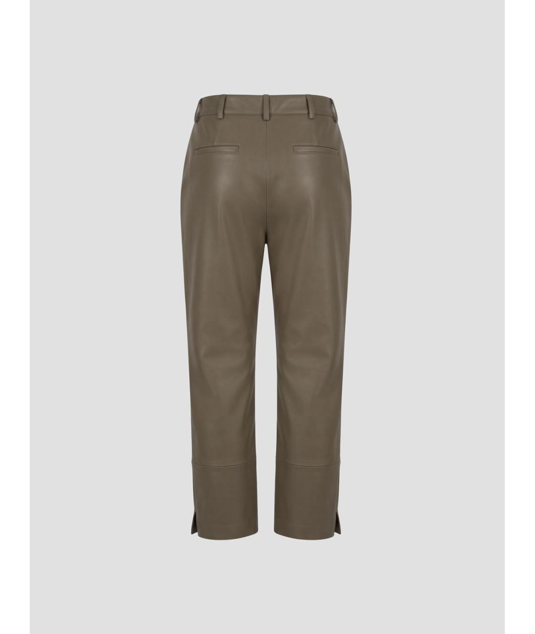 THE FRANKIE SHOP Бежевые кожаные прямые брюки, фото 2