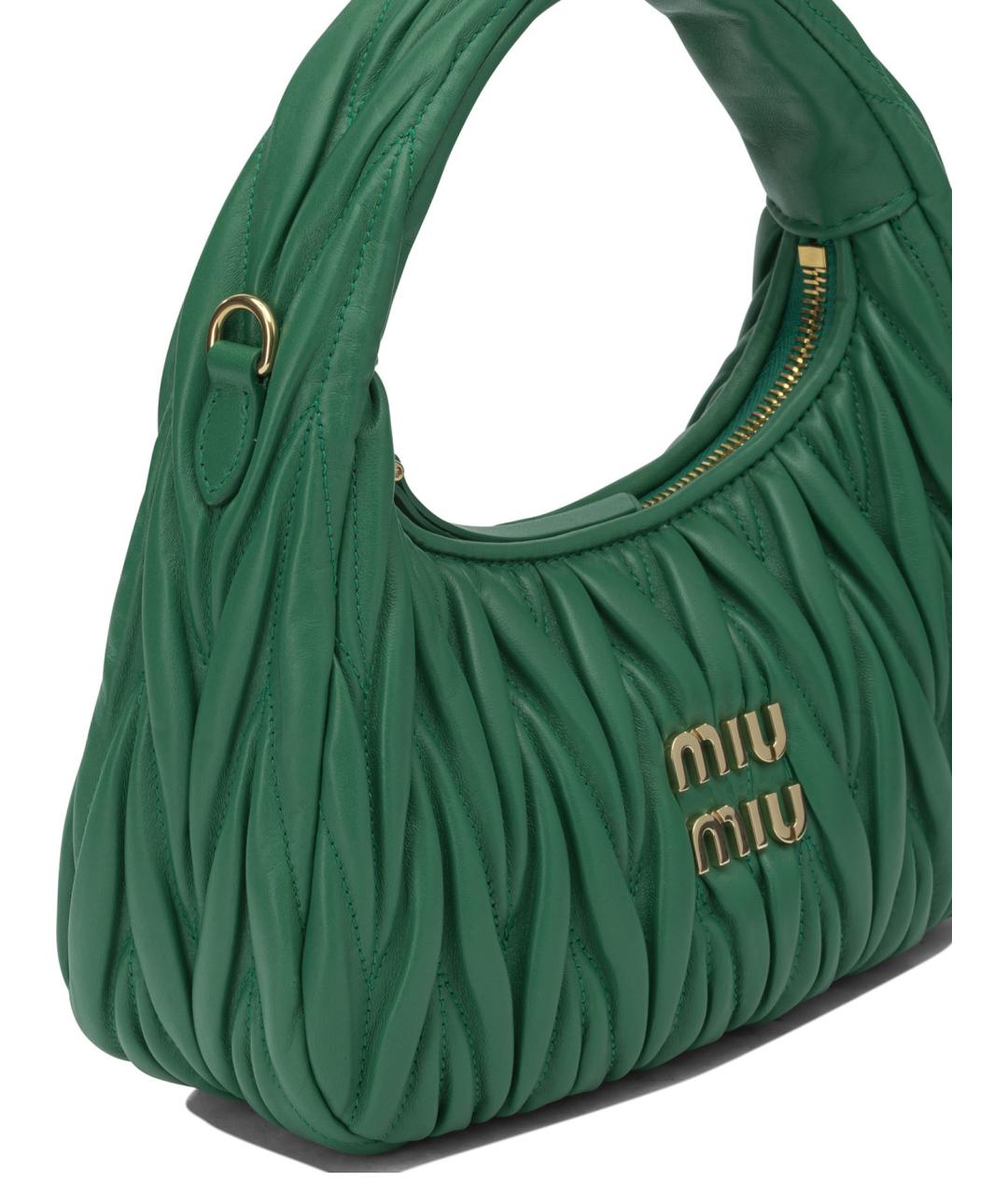 MIU MIU Зеленая кожаная сумка с короткими ручками, фото 4