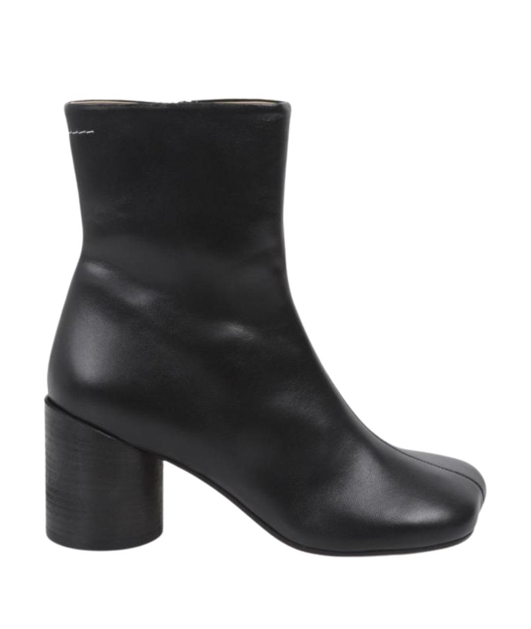 MM6 MAISON MARGIELA Черные кожаные ботильоны, фото 1