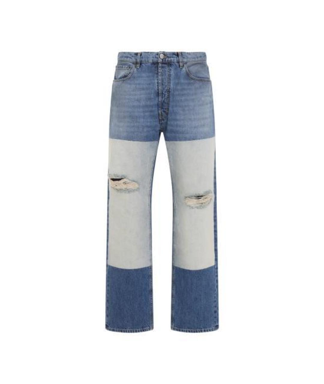 MAISON MARGIELA Синие хлопковые прямые джинсы, фото 1