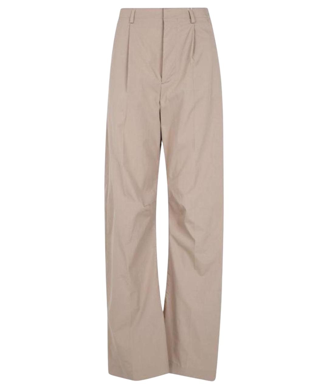 MM6 MAISON MARGIELA Бежевые хлопковые прямые брюки, фото 1