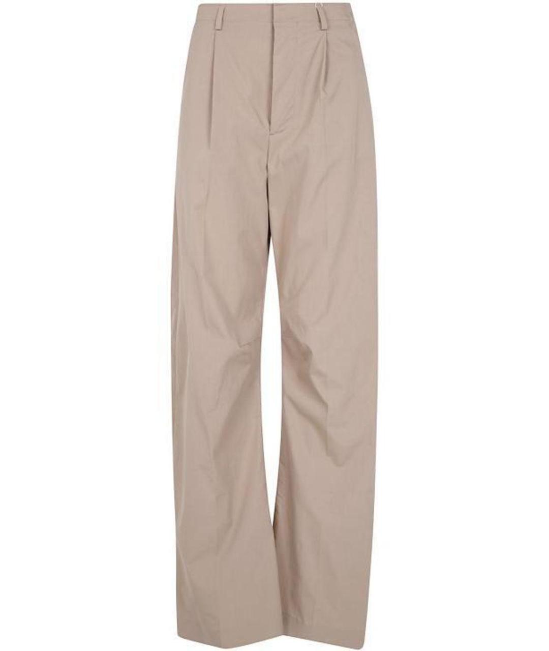 MM6 MAISON MARGIELA Бежевые хлопковые прямые брюки, фото 3