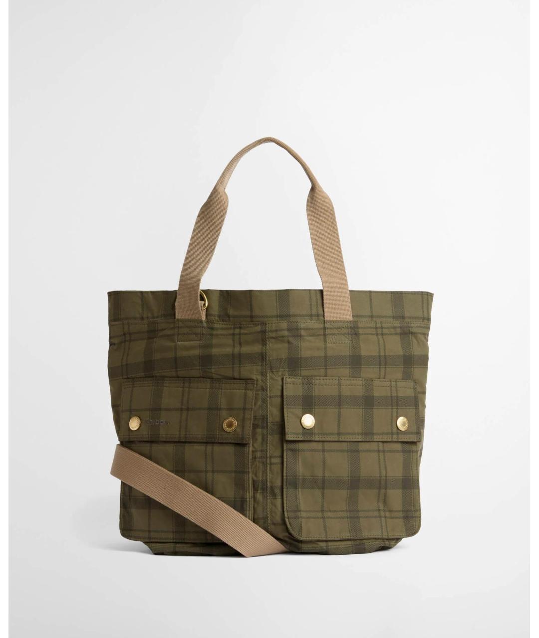 BARBOUR Зеленая хлопковая сумка тоут, фото 3