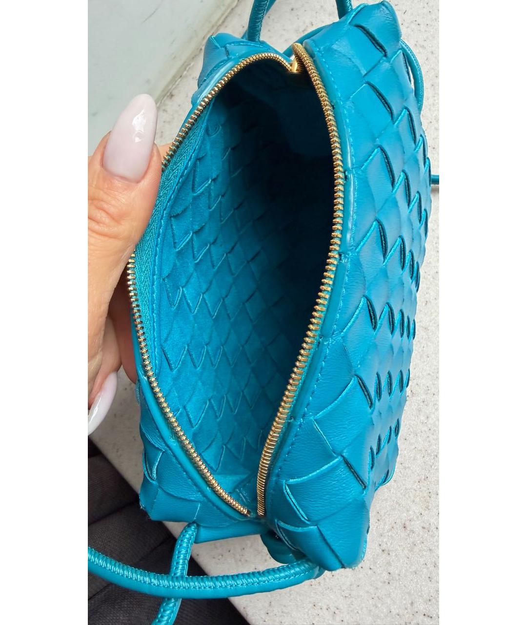 BOTTEGA VENETA Синяя кожаная сумка через плечо, фото 4